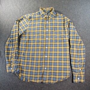 Gap Button Down Shirt Mens M Yellow Blue Plaid Excellent Lived-In Long Sleeve